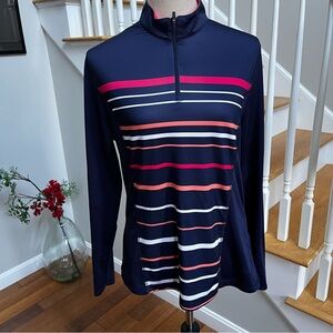 Callaway Engineered Women’s Large 1/4 zip jacket Navy Blue with stripes